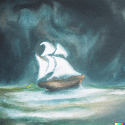 Sail ship in Storm (DALL-E)
