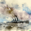 Sinking battleship (DALL-E)