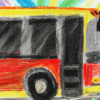 सार्वजनिक सेवातील लाल-पिवळी बस (DALL-E)